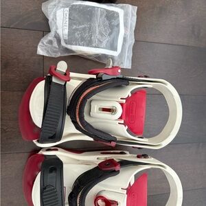 CHANEL Red and White Snowboard Bindings. ONE OF A KIND! NEVER USED